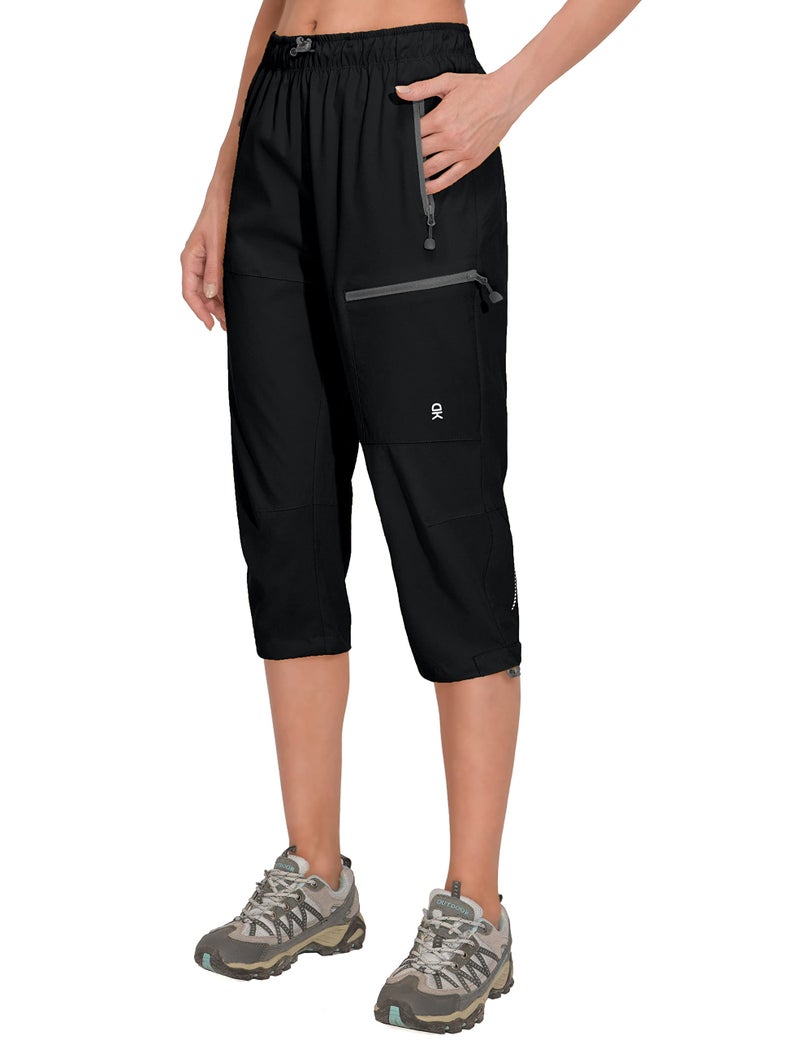 Little Donkey Andy Women's Quick Dry 3/4 Pants Capri Shorts Lightweight Hiking Travel Casual Black XXL - Image 1